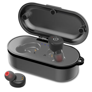 Wireless Stereo Headphones TWS Bluetooth Headphones In-Ear Earbuds with Charging Case (Black)