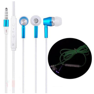 Metallic Luminous Earphones In-Ear Luminous Wired Headphones Heavy Music Headphones