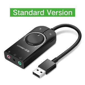 Ugreen USB Sound Card External Audio Card 3.5mm USB Adapter USB to Earphone Headphone Audio Interface for Computer Sound Card