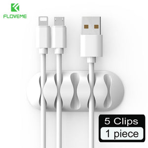 FLOVEME Cable Organizer USB Charger Cable Protector Winder Desktop Cable Management Clips Cable Holder For Earphone Headphone