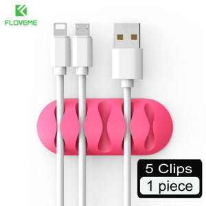 FLOVEME Cable Organizer USB Charger Cable Protector Winder Desktop Cable Management Clips Cable Holder For Earphone Headphone