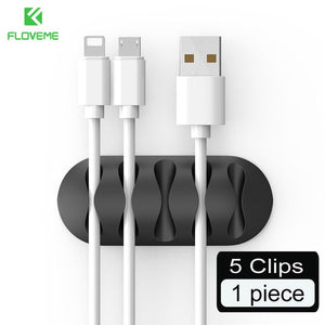 FLOVEME Cable Organizer USB Charger Cable Protector Winder Desktop Cable Management Clips Cable Holder For Earphone Headphone